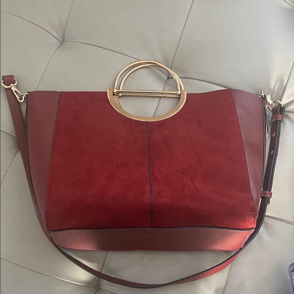Topshop Red Shoulder Bag with Gold Handle